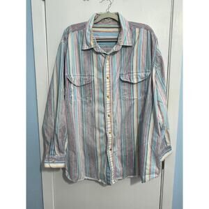 VTG Impact Chore Shirt Size 2X Striped Western Workwear Cowboy Farm